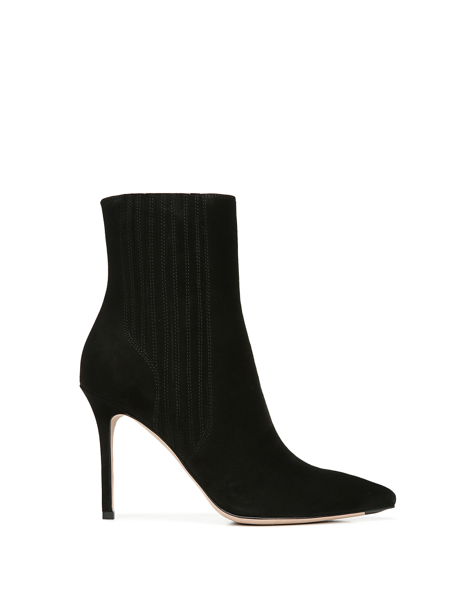 Veronica Beard | Lisa Stiletto Mid-Heel Ankle Boot in Black Black