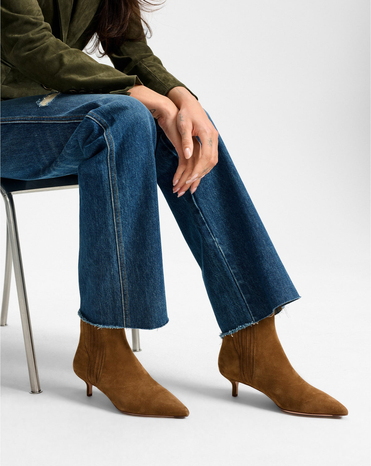 Veronica Beard | Lisa Kitten-Heel Ankle Boot in Hazelwood Hazelwood