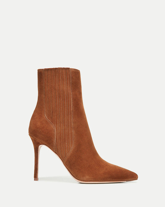 Veronica Beard | Lisa Stiletto Mid-Heel Ankle Boot in Chestnut Chestnut
