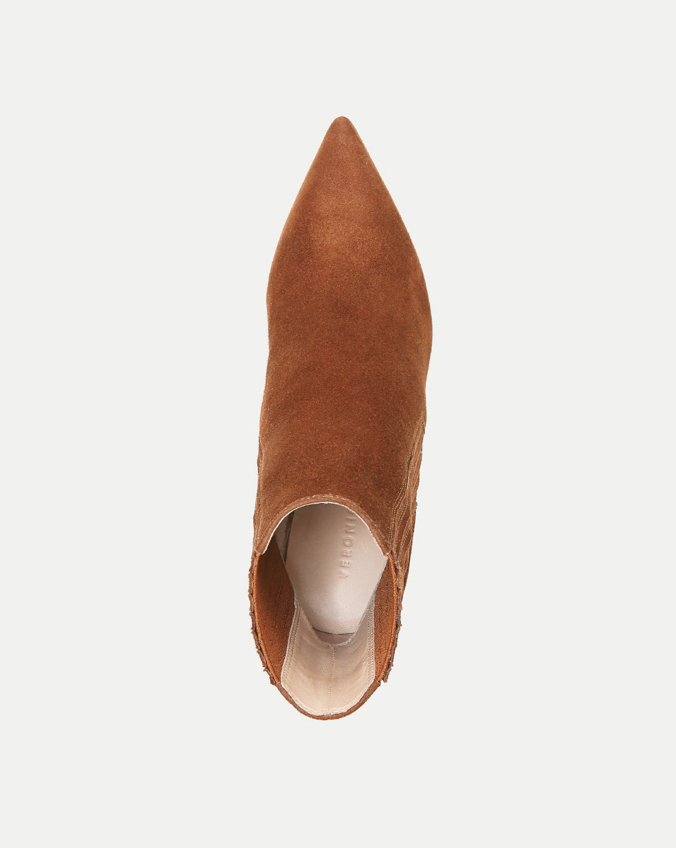 Veronica Beard | Lisa Stiletto Mid-Heel Ankle Boot in Chestnut Chestnut
