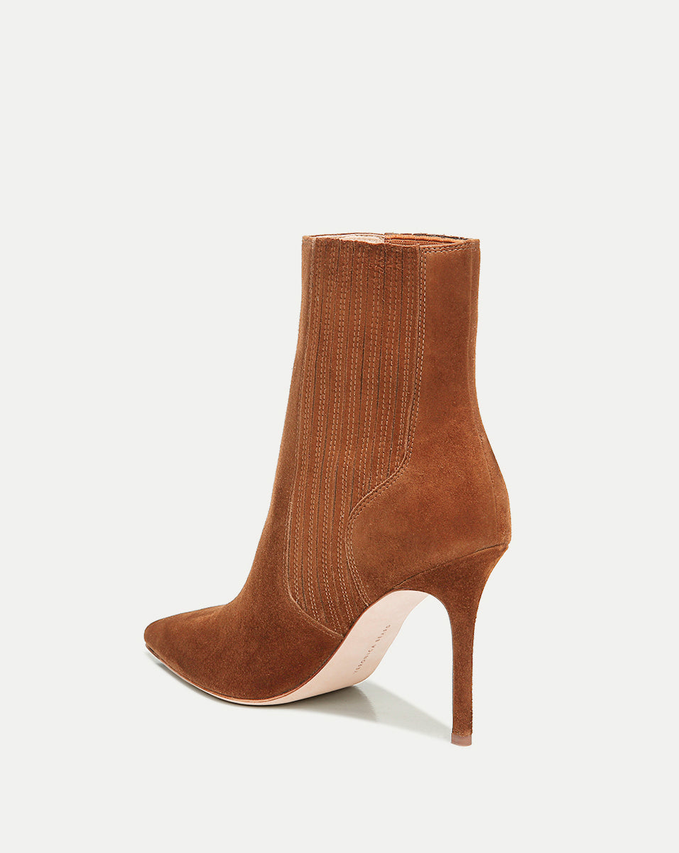 Veronica Beard | Lisa Stiletto Mid-Heel Ankle Boot in Chestnut Chestnut