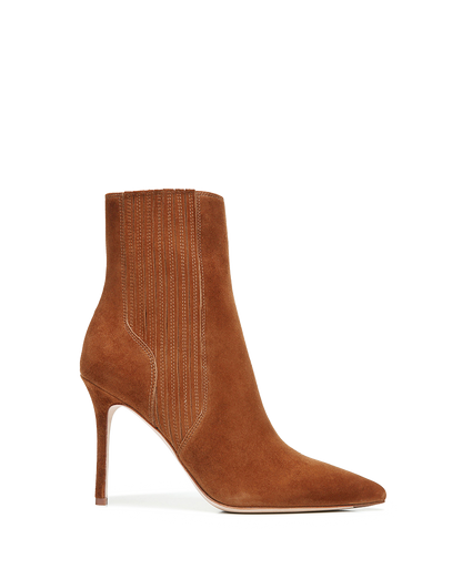 Veronica Beard | Lisa Stiletto Mid-Heel Ankle Boot in Chestnut Chestnut