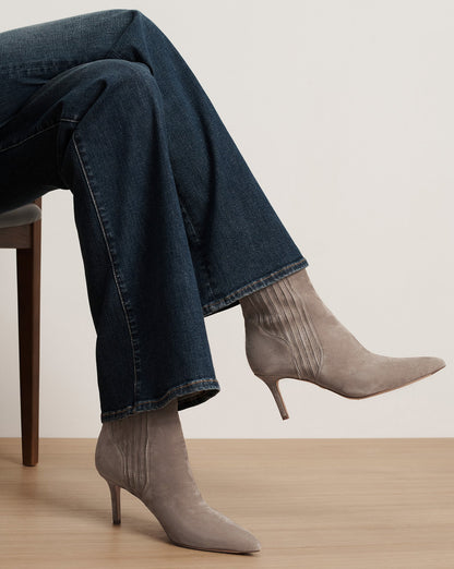 Veronica Beard | Lisa Mid-Heel Ankle Boot in Bark Bark