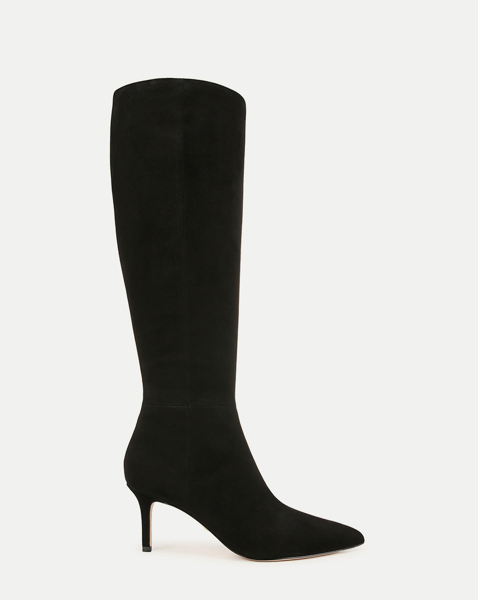 Veronica Beard | Lisa Mid-Heel Boot in Black Suede Black