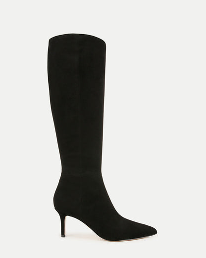 Veronica Beard | Lisa Mid-Heel Boot in Black Suede Black