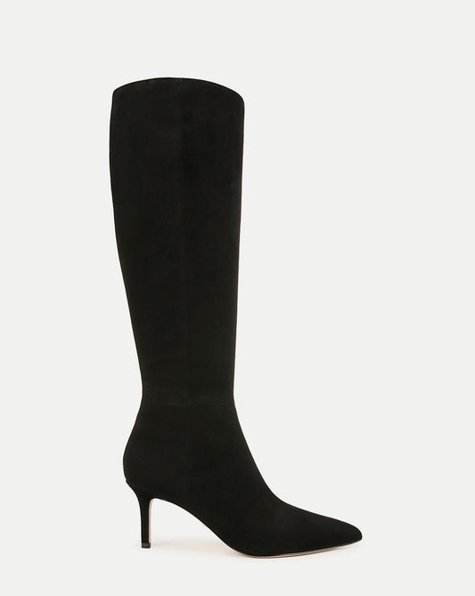 Veronica Beard | Lisa Mid-Heel Boot in Black Suede Black