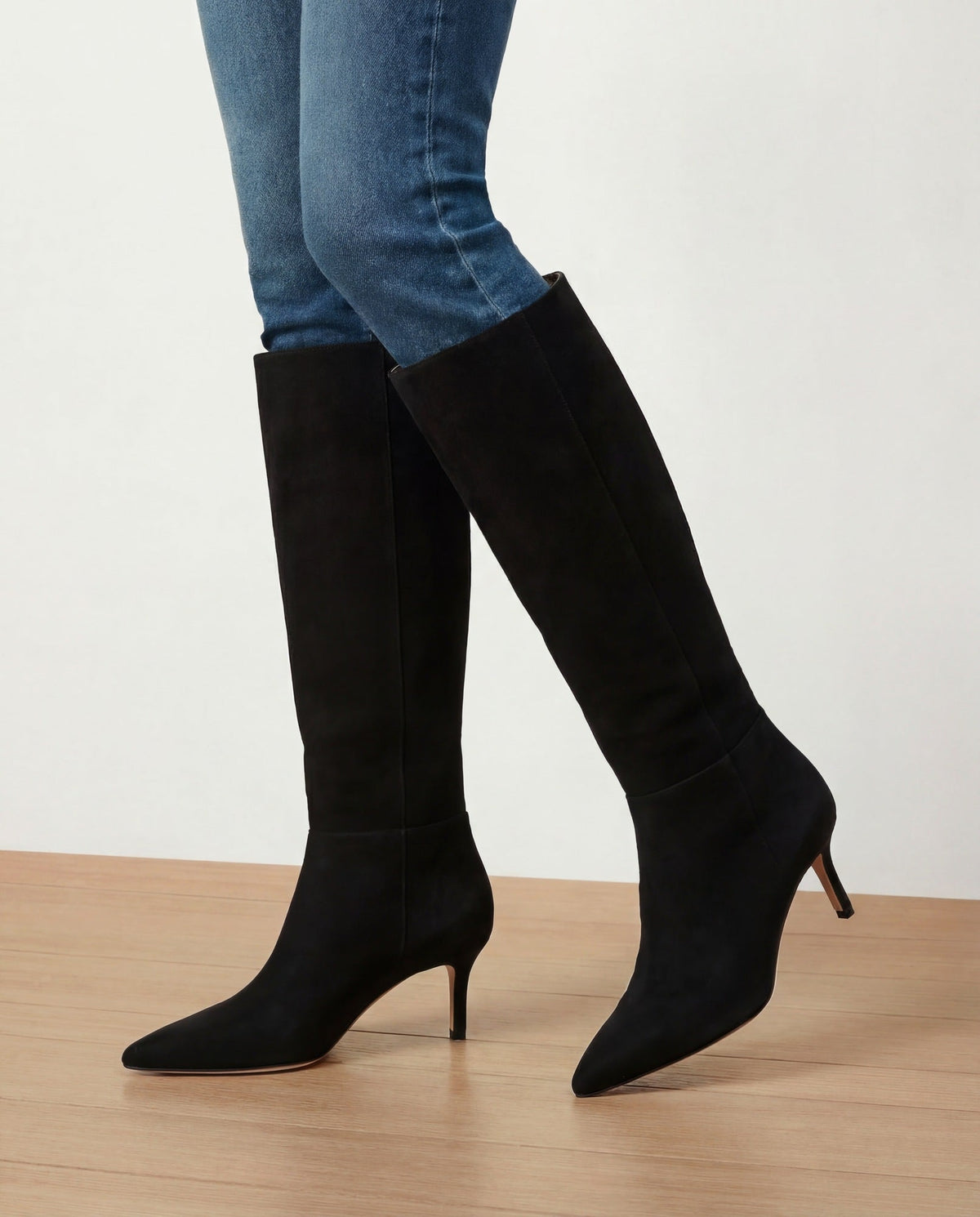 Veronica Beard | Lisa Mid-Heel Boot in Black Suede Black