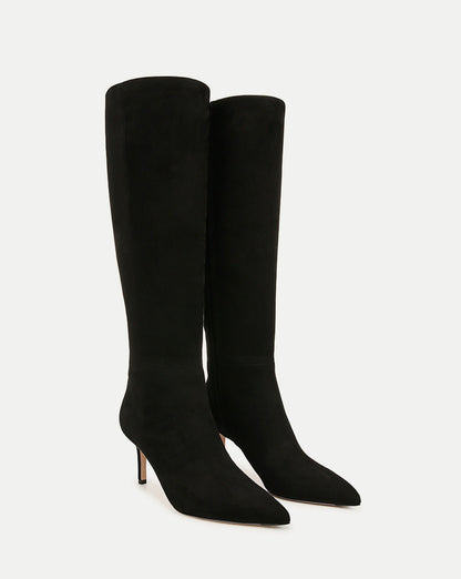 Veronica Beard | Lisa Mid-Heel Boot in Black Suede Black