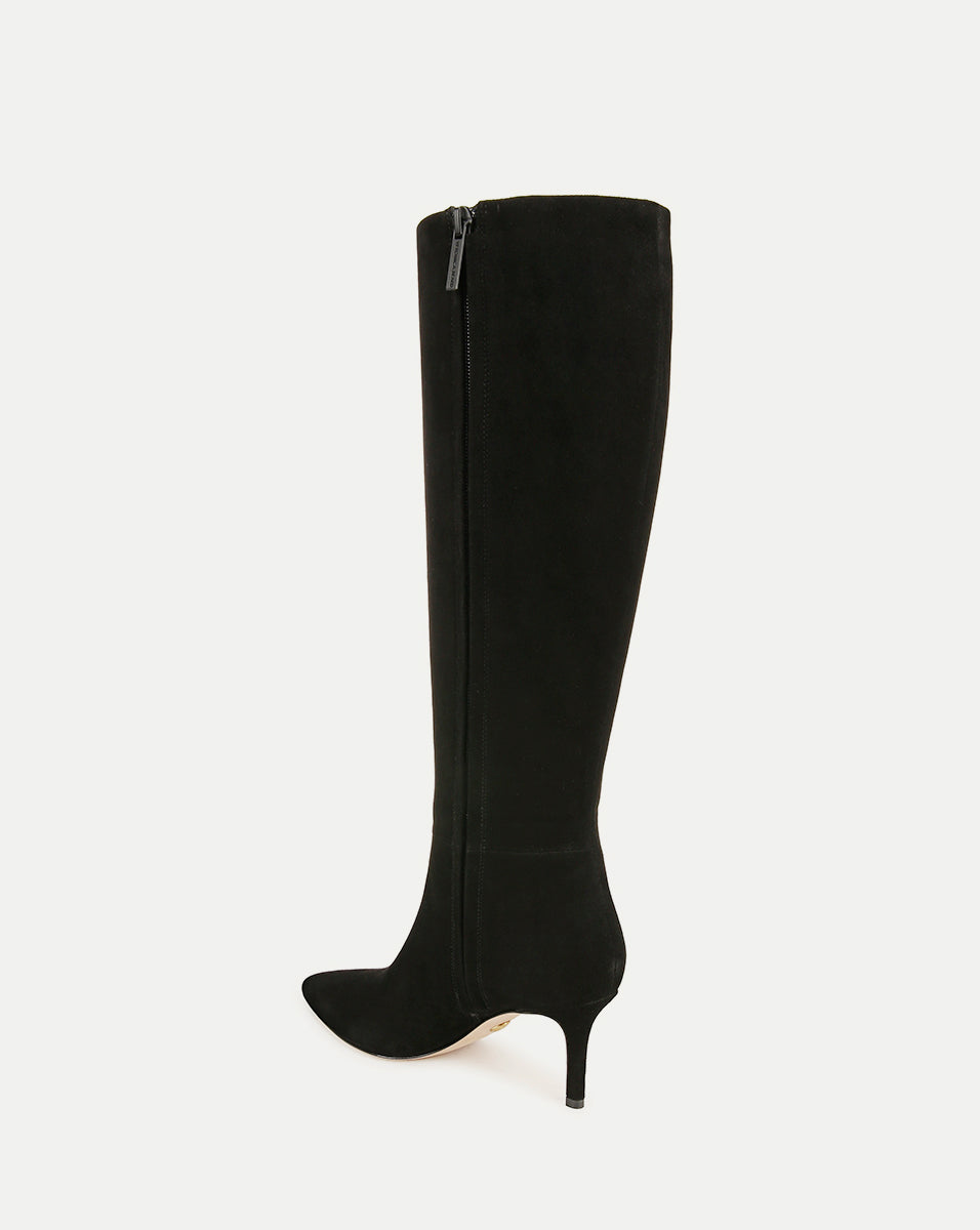 Veronica Beard | Lisa Mid-Heel Boot in Black Suede Black