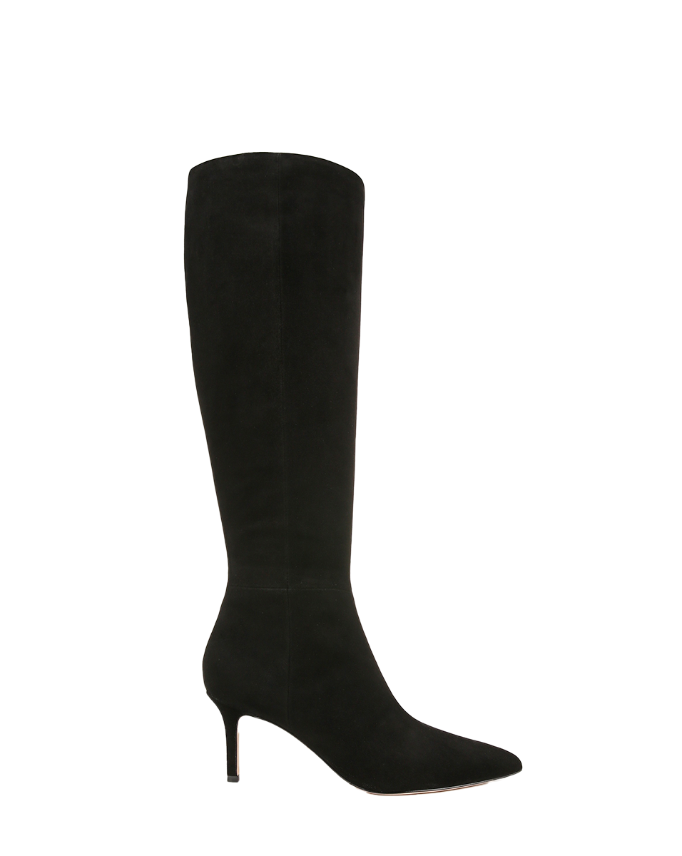 Veronica Beard | Lisa Mid-Heel Boot in Black Suede Black