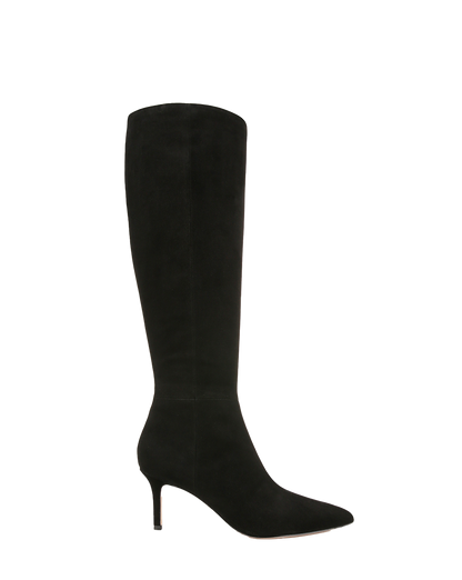 Veronica Beard | Lisa Mid-Heel Boot in Black Suede Black