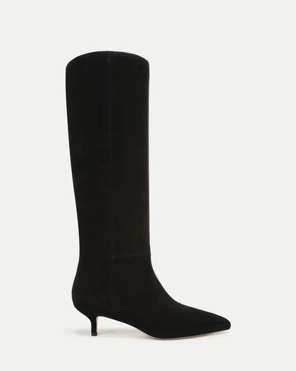 Veronica Beard | Lisa Kitten-Heel Boot in Black Black Suede