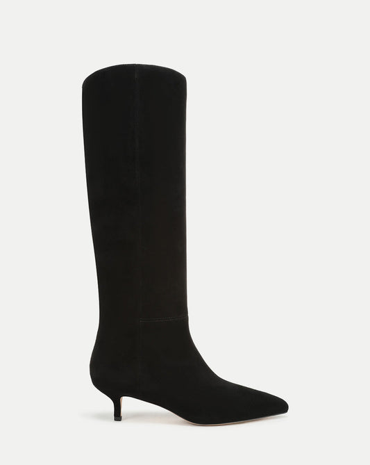 Veronica Beard | Lisa Kitten-Heel Boot in Black Black Suede