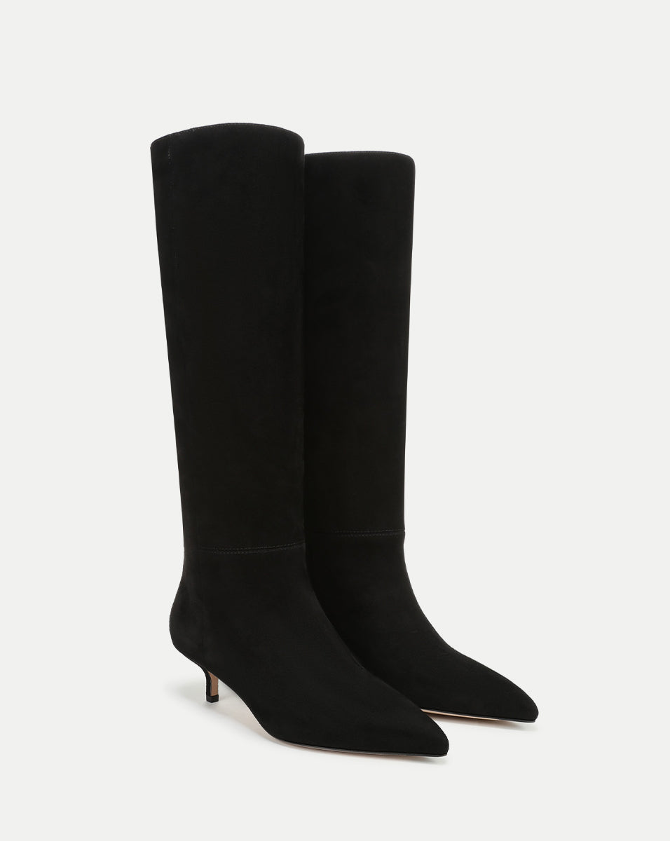 Veronica Beard | Lisa Kitten-Heel Boot in Black Black Suede