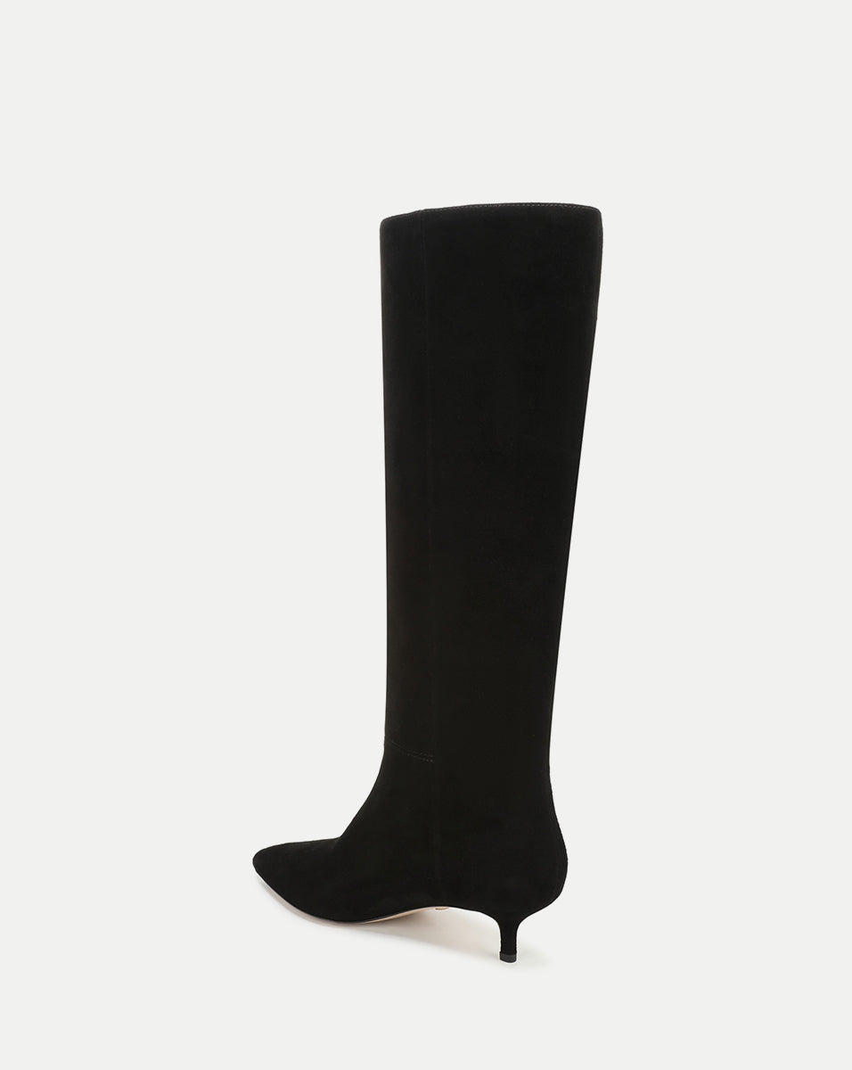 Veronica Beard | Lisa Kitten-Heel Boot in Black Black Suede