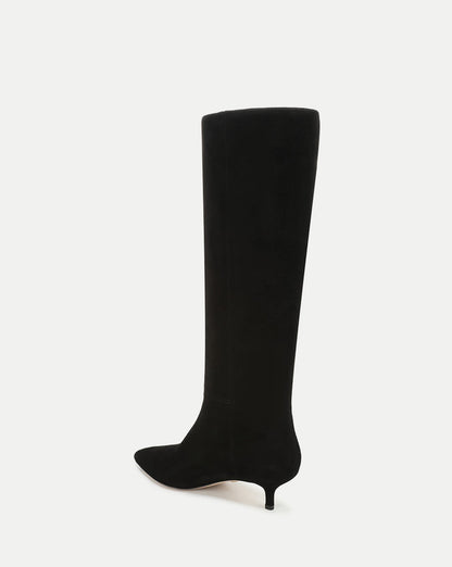 Veronica Beard | Lisa Kitten-Heel Boot in Black Black Suede
