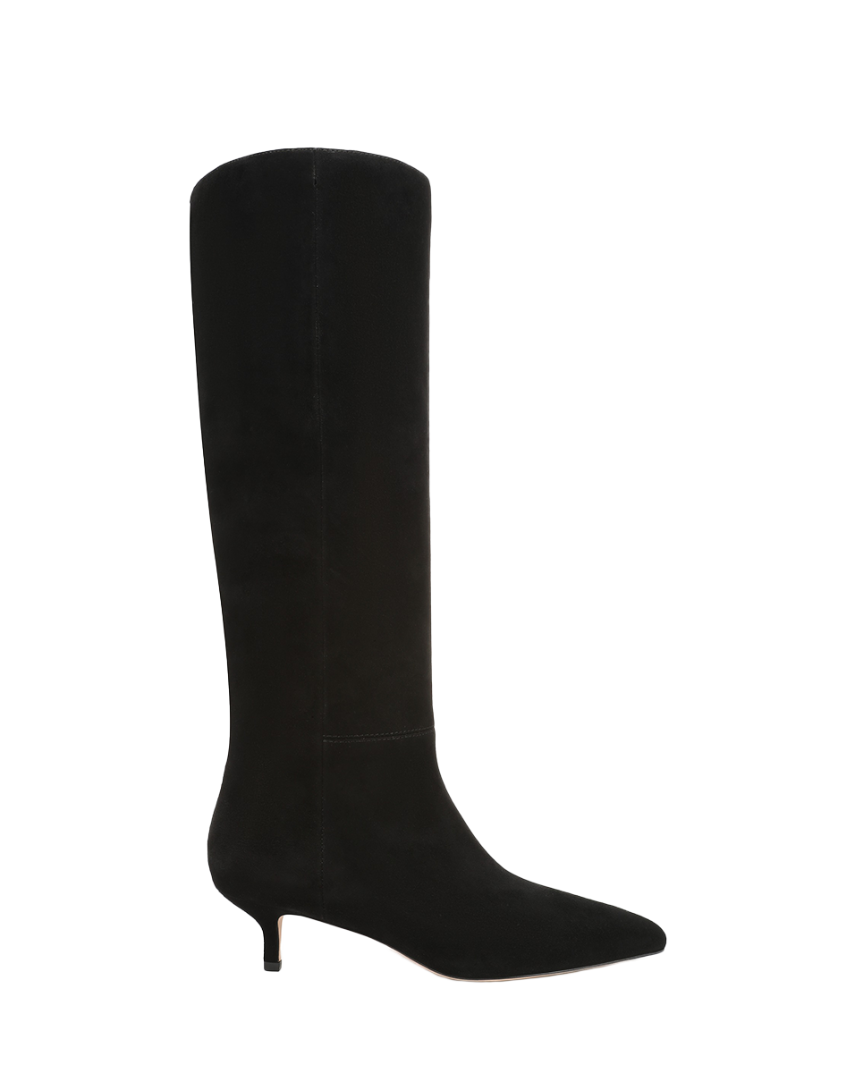 Veronica Beard | Lisa Kitten-Heel Boot in Black Black Suede