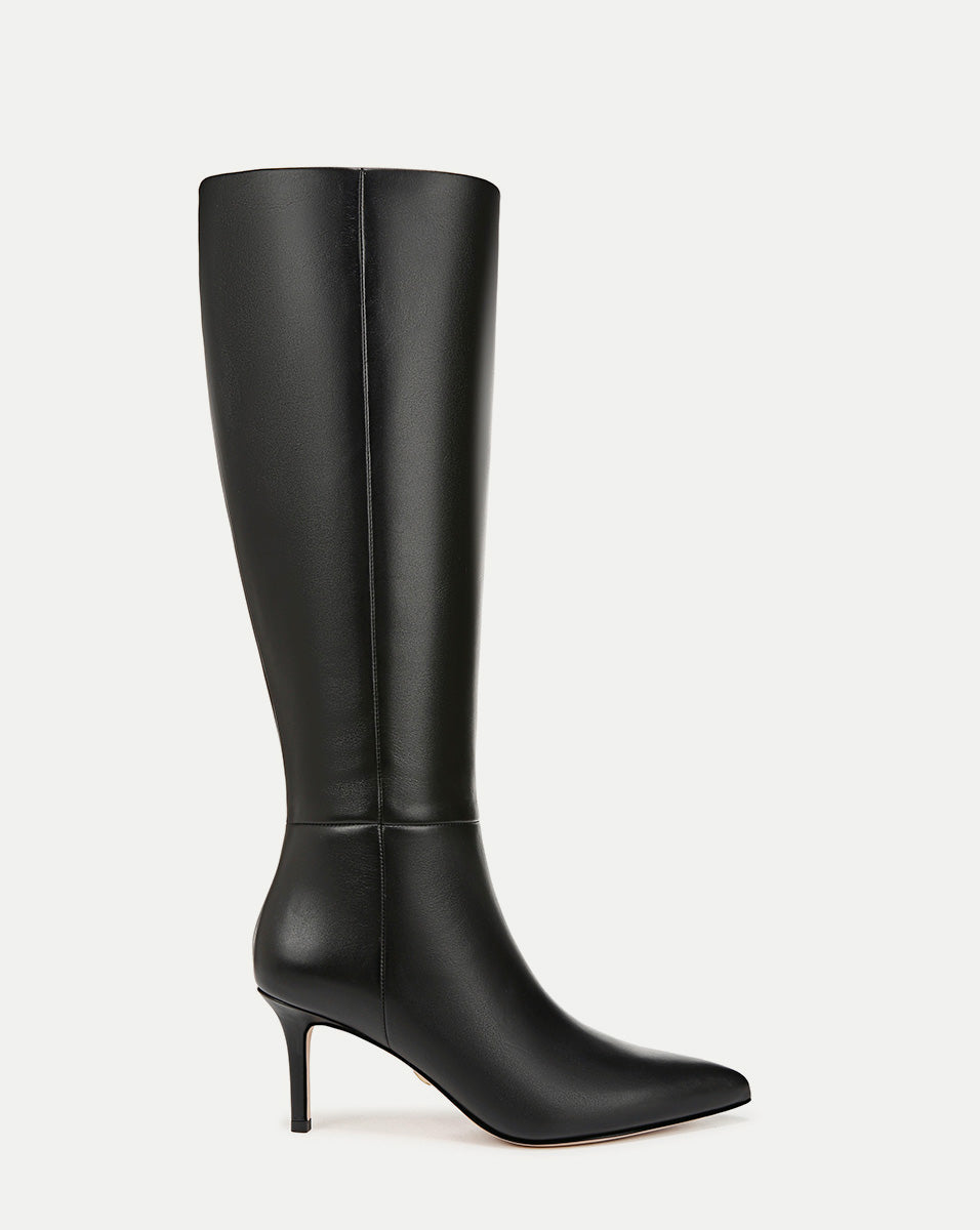 Veronica Beard | Lisa Mid-Heel Boot in Black Leather Black