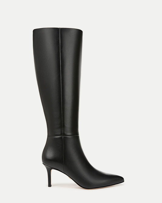 Veronica Beard | Lisa Mid-Heel Boot in Black Leather Black