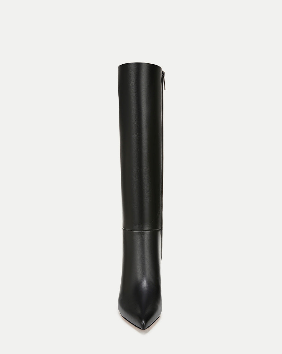 Veronica Beard | Lisa Mid-Heel Boot in Black Leather Black