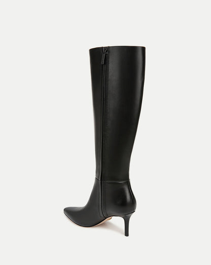 Veronica Beard | Lisa Mid-Heel Boot in Black Leather Black