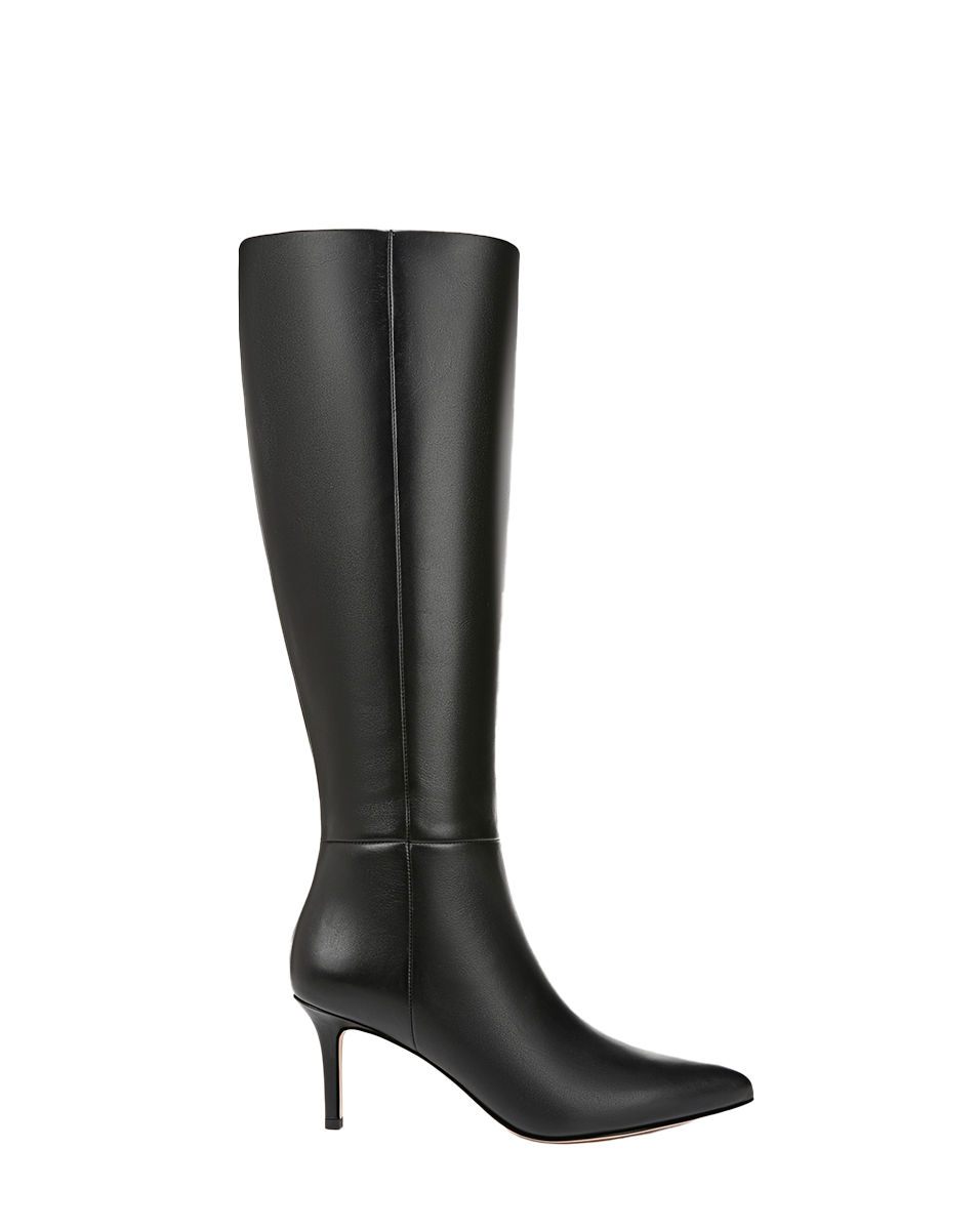 Veronica Beard | Lisa Mid-Heel Boot in Black Leather Black