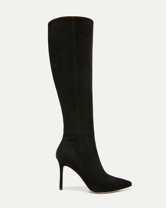 Veronica Beard | Lisa Stiletto Boot | Wide-Calf in Black Suede Black Suede