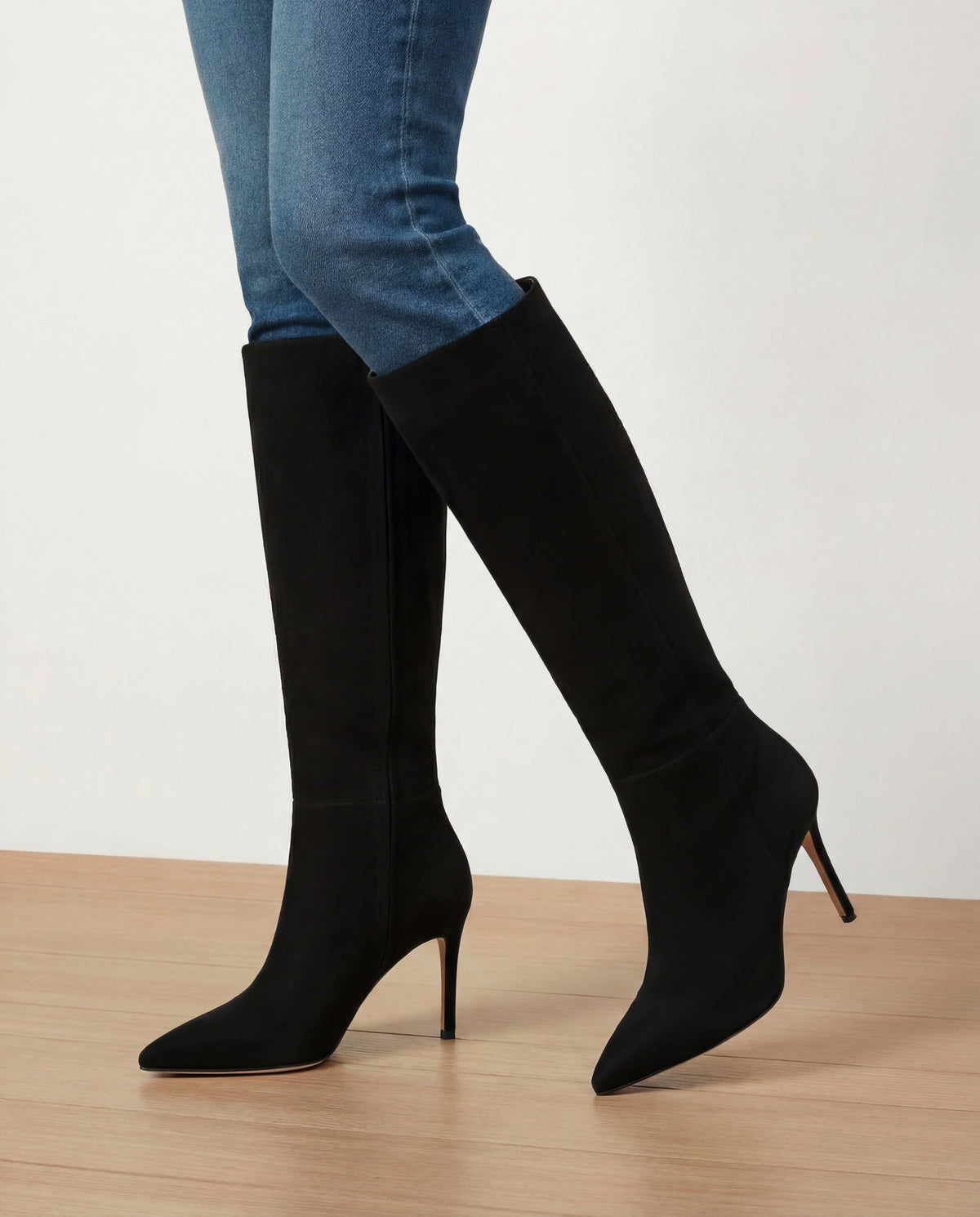 Veronica Beard | Lisa Stiletto Boot | Wide-Calf in Black Suede Black Suede