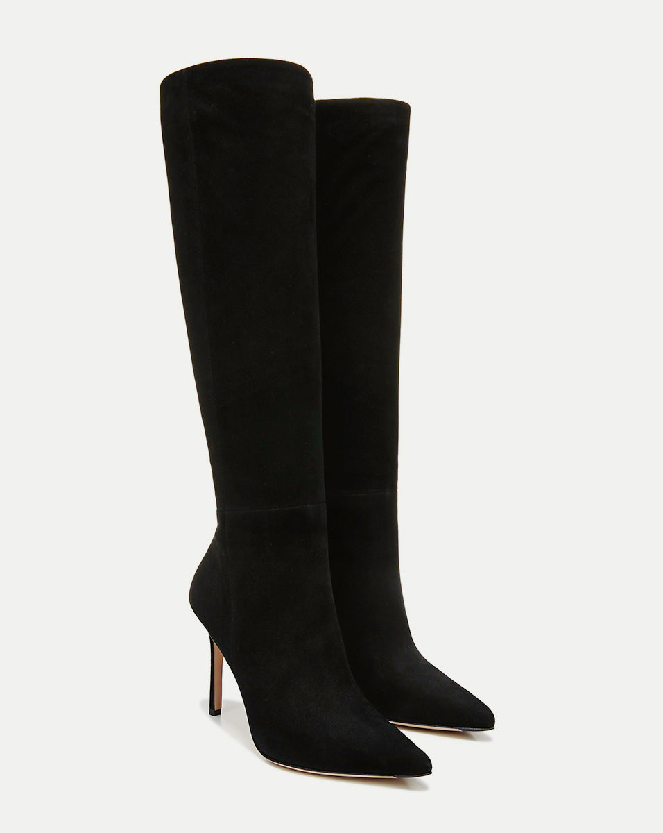 Veronica Beard | Lisa Stiletto Boot | Wide-Calf in Black Suede Black Suede
