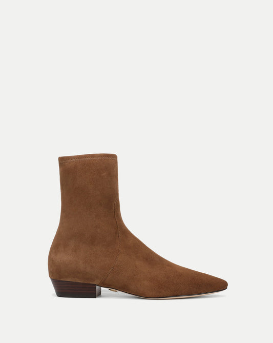 Veronica Beard | Glinda Stretch Ankle Boot in Brown Suede Chestnut