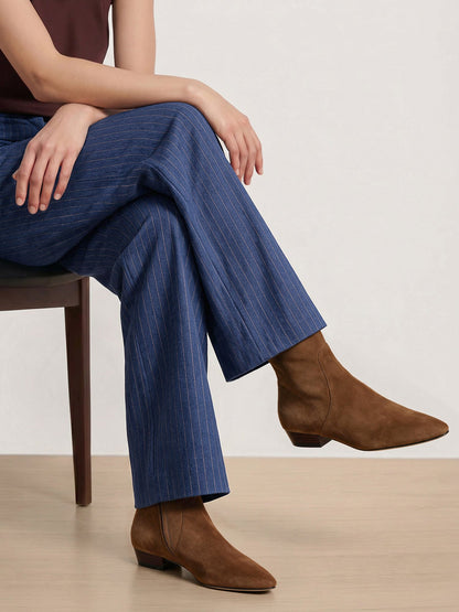 Veronica Beard | Glinda Stretch Ankle Boot in Brown Suede Chestnut