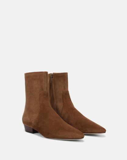 Veronica Beard | Glinda Stretch Ankle Boot in Brown Suede Chestnut