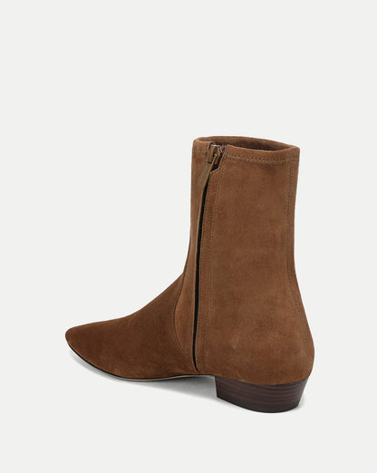 Veronica Beard | Glinda Stretch Ankle Boot in Brown Suede Chestnut