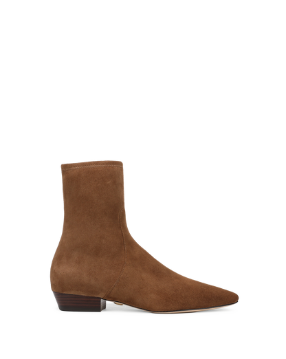 Veronica Beard | Glinda Stretch Ankle Boot in Brown Suede Chestnut