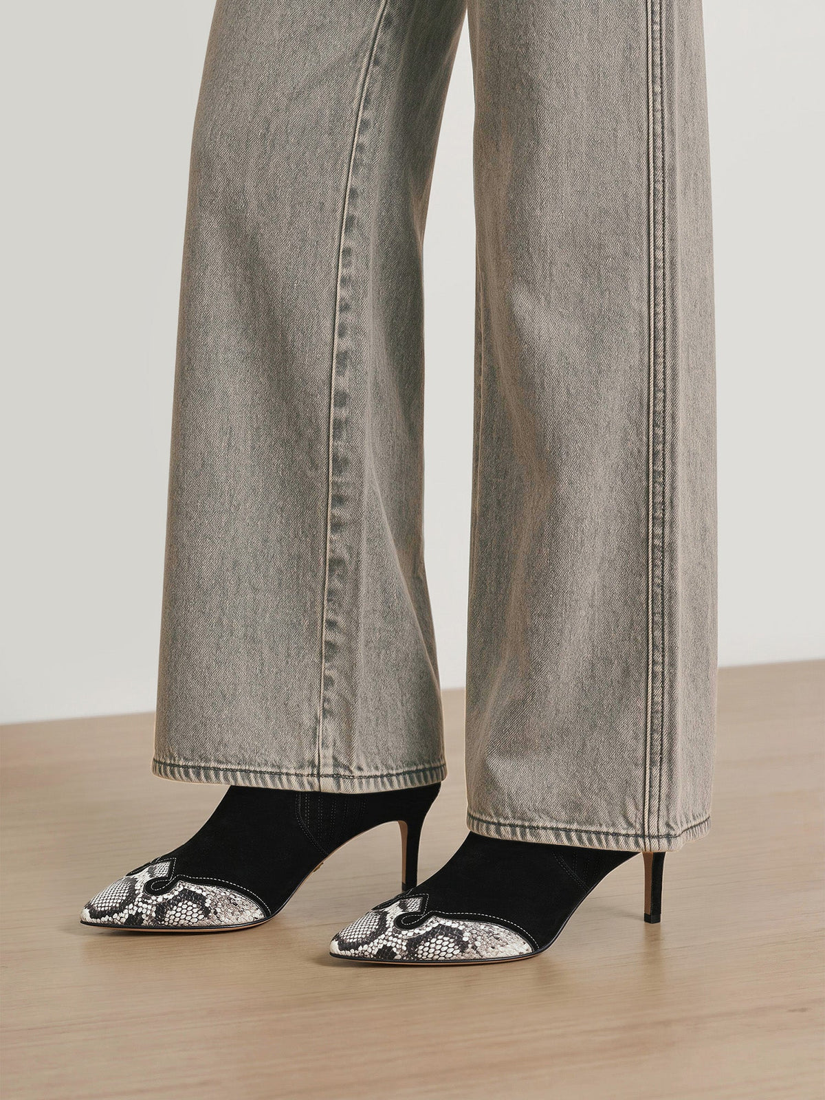 Veronica Beard | Lisa Western Mid-Heel Ankle-Boot in Black Suede Black