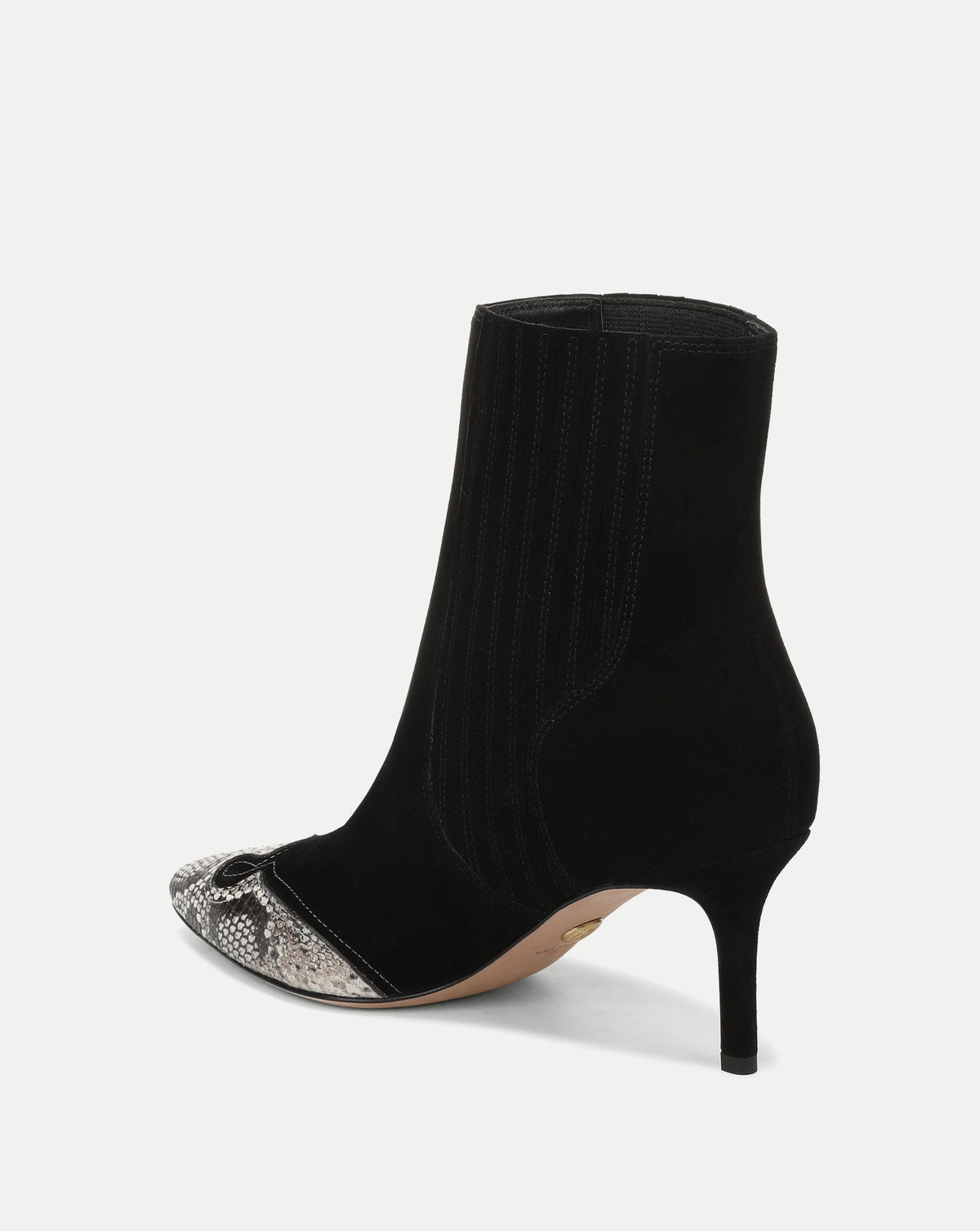 Veronica Beard | Lisa Western Mid-Heel Ankle-Boot in Black Suede Black