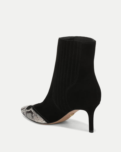 Veronica Beard | Lisa Western Mid-Heel Ankle-Boot in Black Suede Black