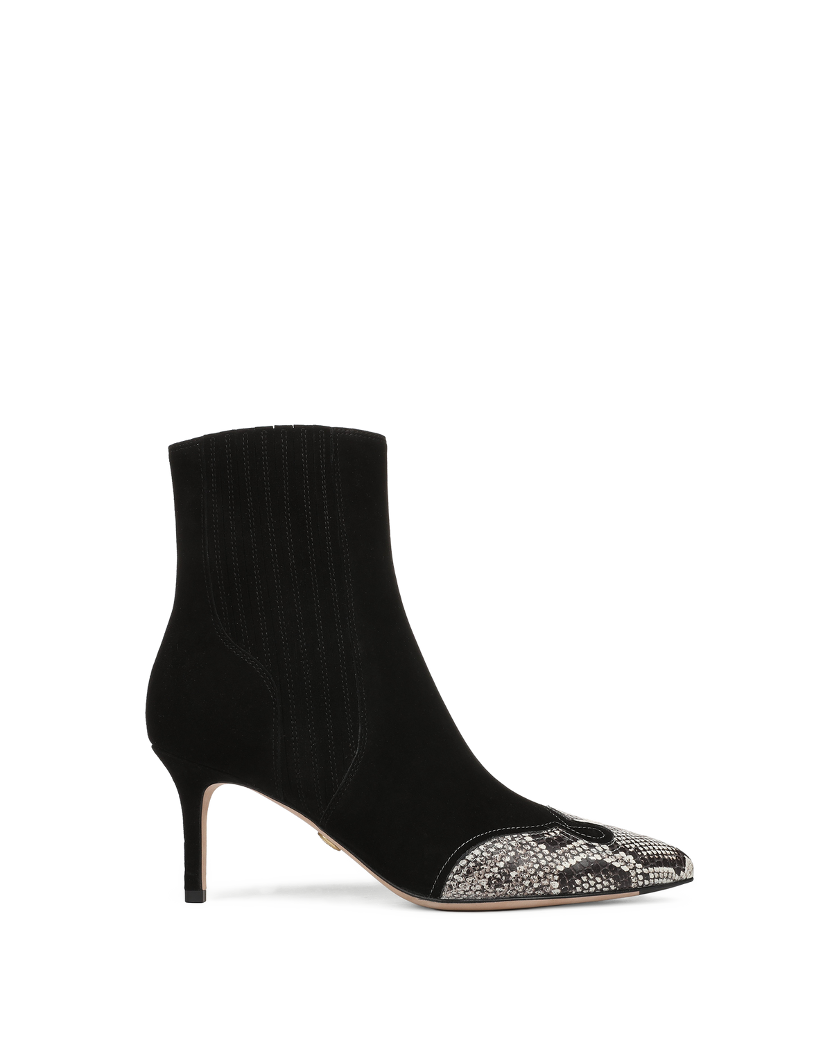 Veronica Beard | Lisa Western Mid-Heel Ankle-Boot in Black Suede Black