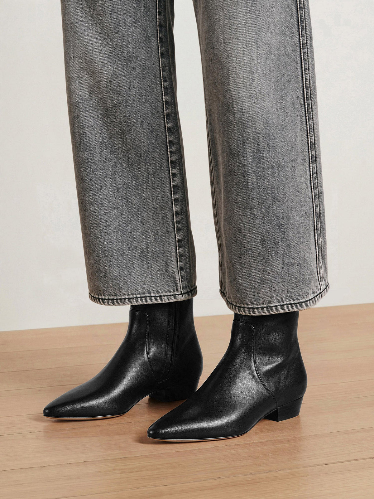 Veronica Beard | Glinda Stretch Ankle Boot in Black Leather Black