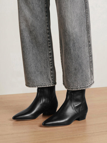 Veronica Beard | Glinda Stretch Ankle Boot in Black Leather Black