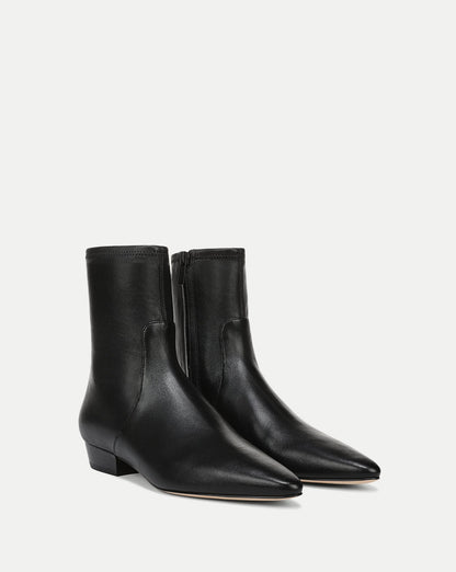 Veronica Beard | Glinda Stretch Ankle Boot in Black Leather Black