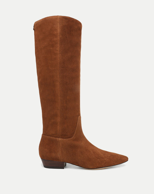 Veronica Beard | Gabrielle Tall Boot in Brown Suede Tobacco