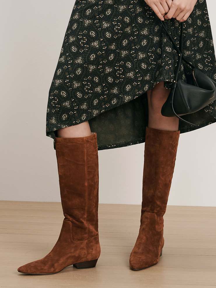 Veronica Beard | Gabrielle Tall Boot in Brown Suede Tobacco