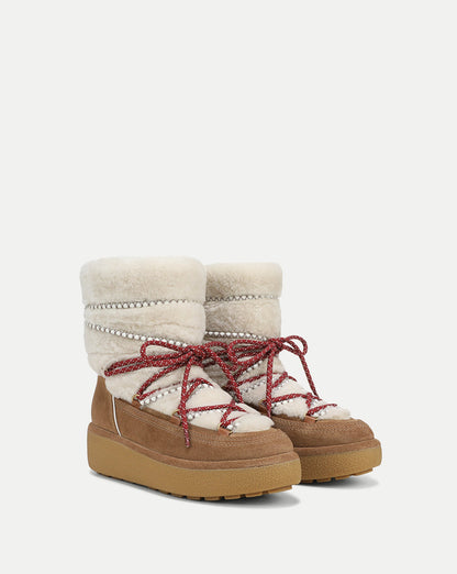 Veronica Beard | Kirsta Shearling Boot in White/Chestnut White/Chestnut