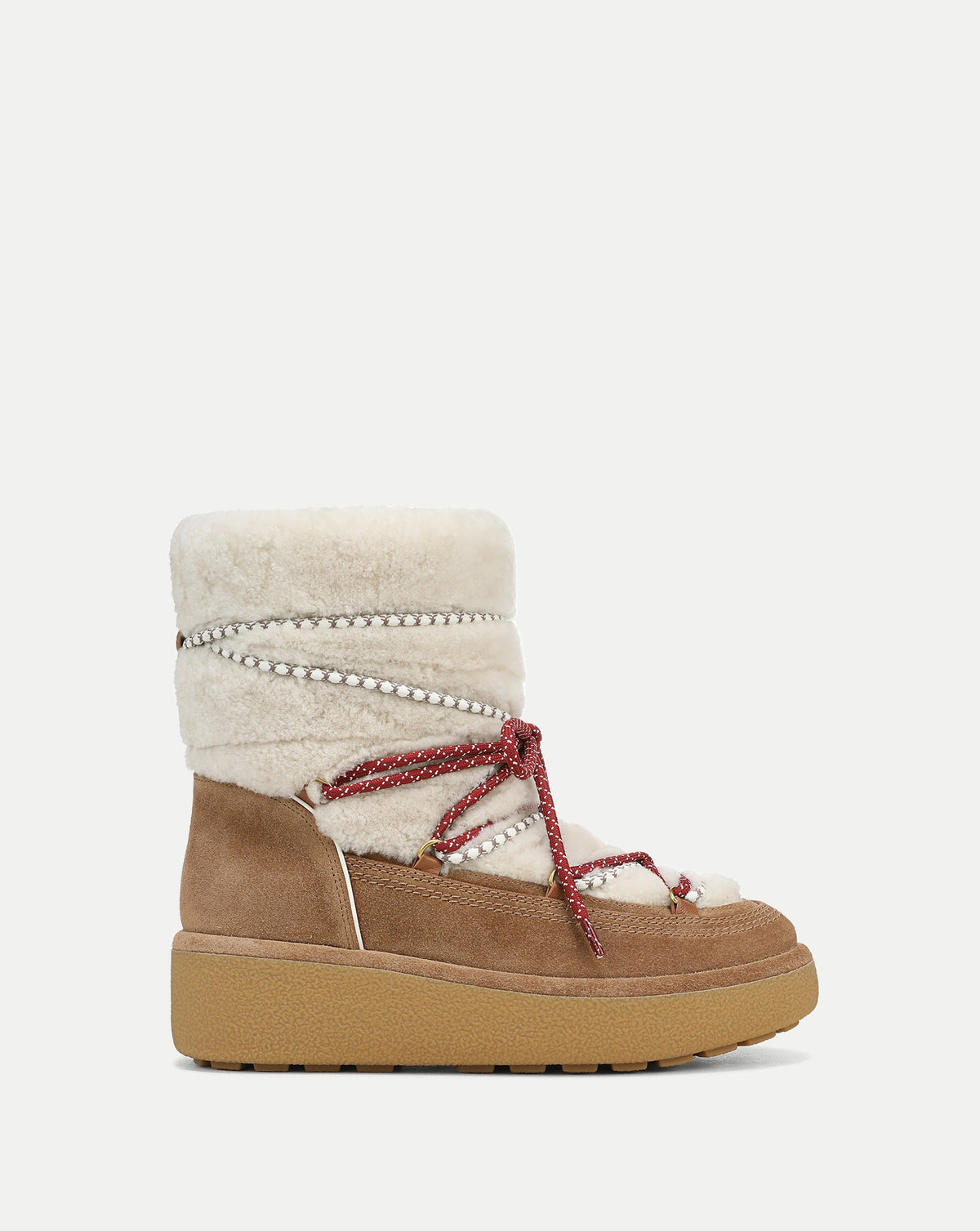 Veronica Beard | Kirsta Shearling Boot in White/Chestnut White/Chestnut