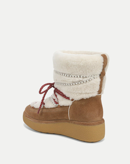 Veronica Beard | Kirsta Shearling Boot in White/Chestnut White/Chestnut