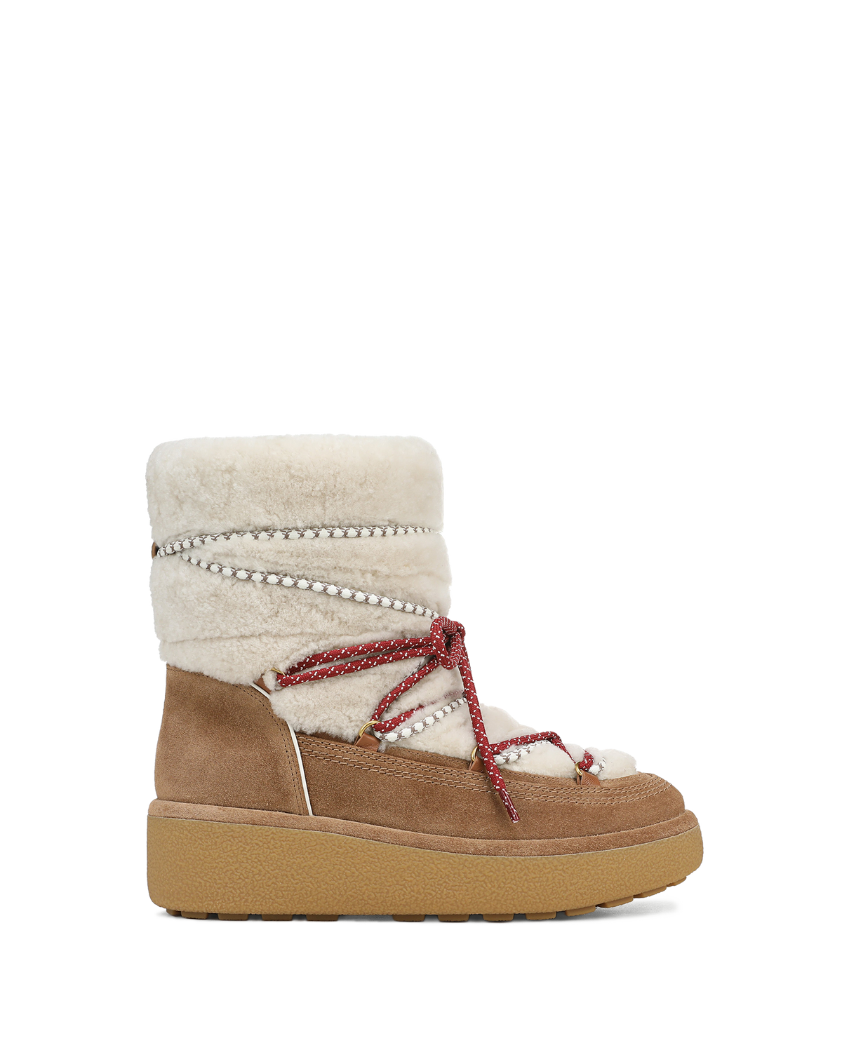 Veronica Beard | Kirsta Shearling Boot in White/Chestnut White/Chestnut