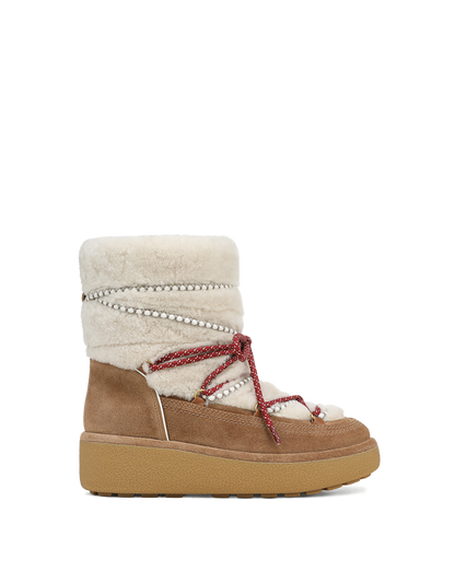 Veronica Beard | Kirsta Shearling Boot in White/Chestnut White/Chestnut