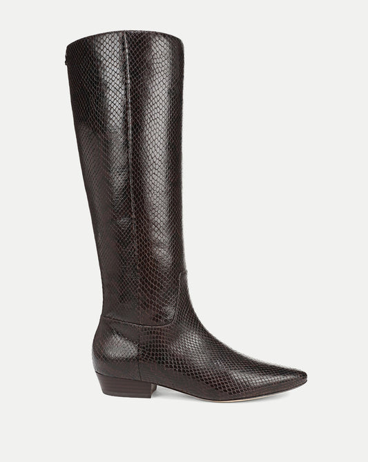 Veronica Beard | Gabrielle Tall Boot in Dark Brown Leather Espresso