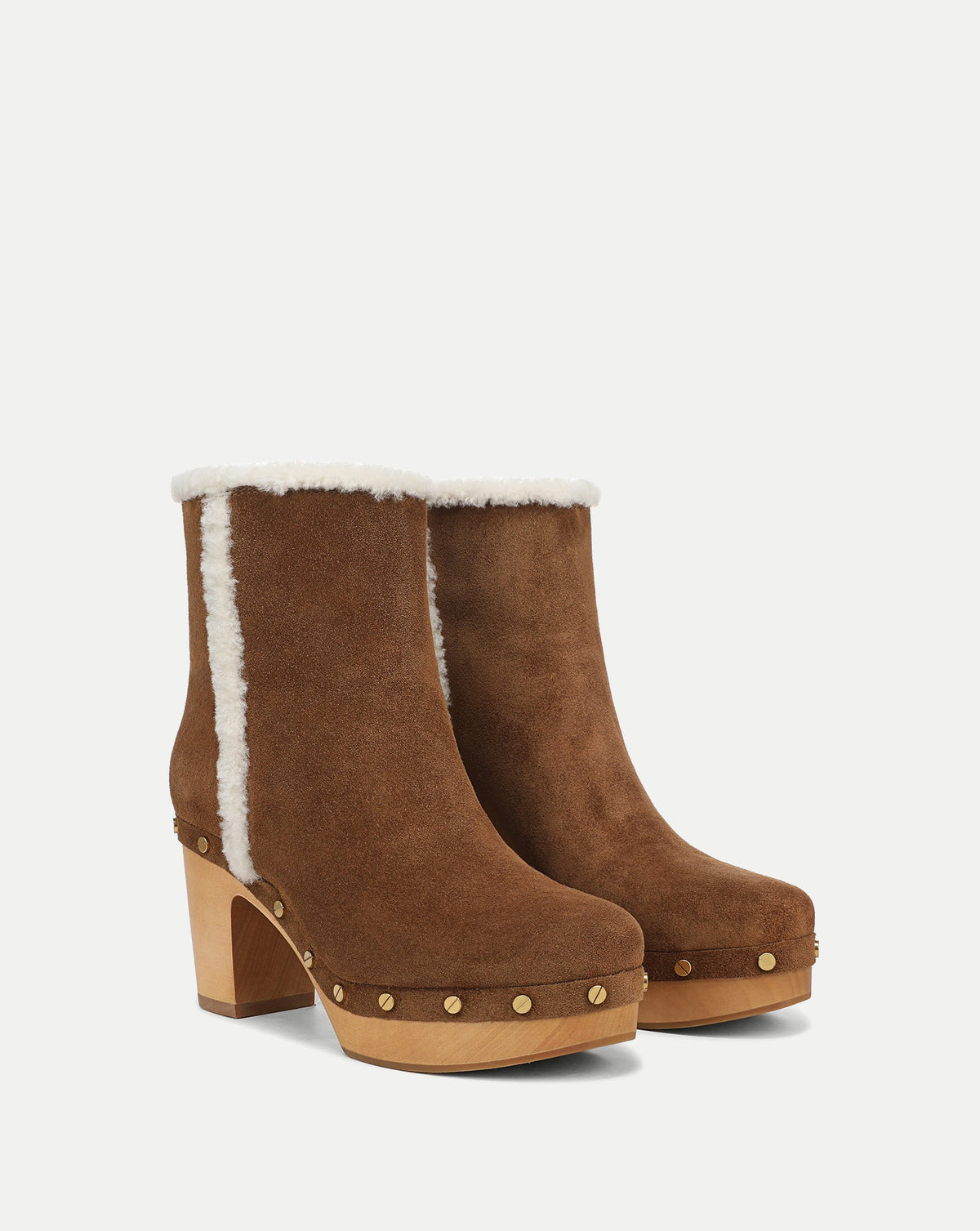 Veronica Beard | Loreen Shearling Ankle Boot in Chestnut Chestnut